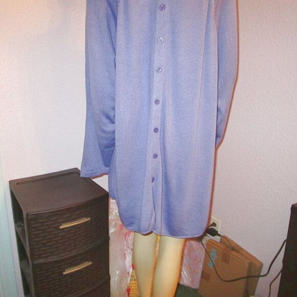 Women's Sweater Size 2X Cashmere Blend Tunic Button Back Purple Artsy Lagenlook - Picture 8 of 8